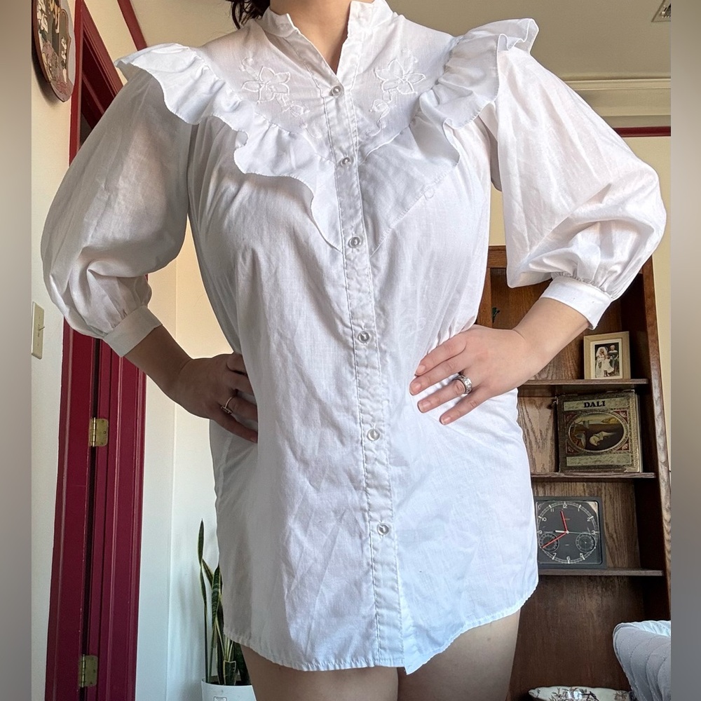 Vintage 1970's Button Down Blouse Dress